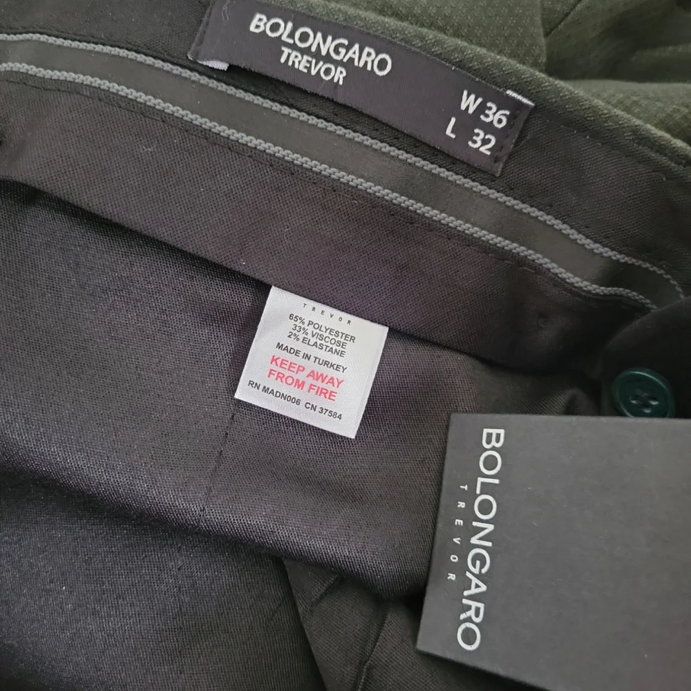 NWT Bolongaro Trevor Skinny Dress Pants Slacks Textured Green sz 36 x 32